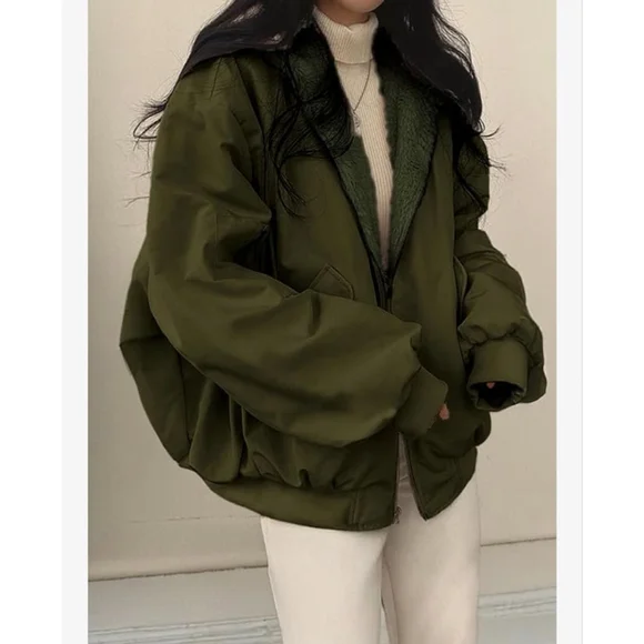 NEW Winter Hooded Fleece Puffer Reversible Long Sleeve Oversized Jacket XS - Picture 7 of 7